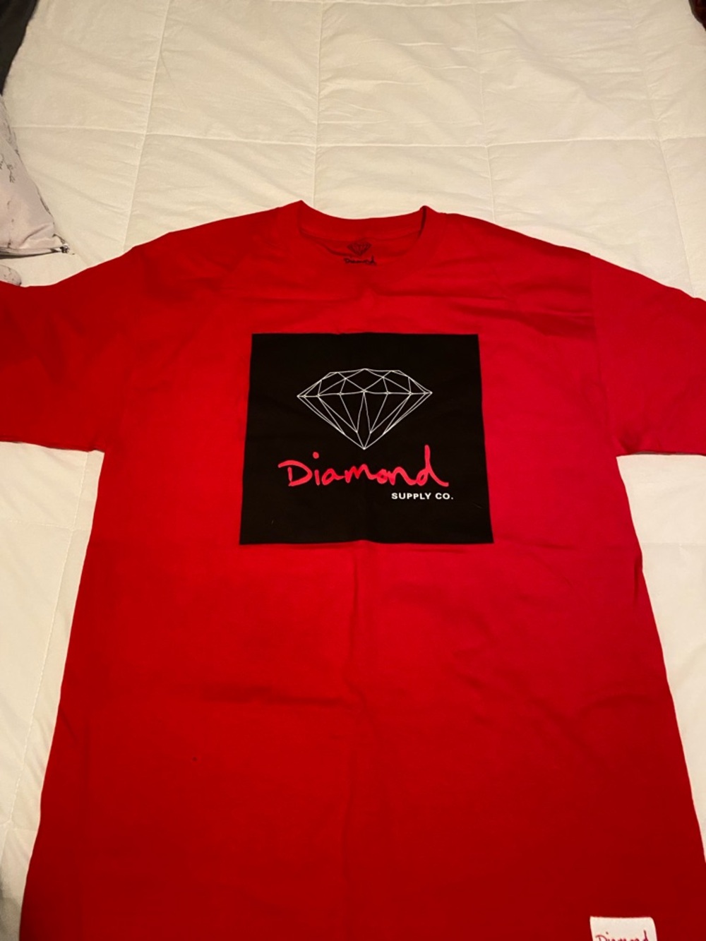 Diamond Supply Co. Red Tee with Black Diamond Chest Graphic